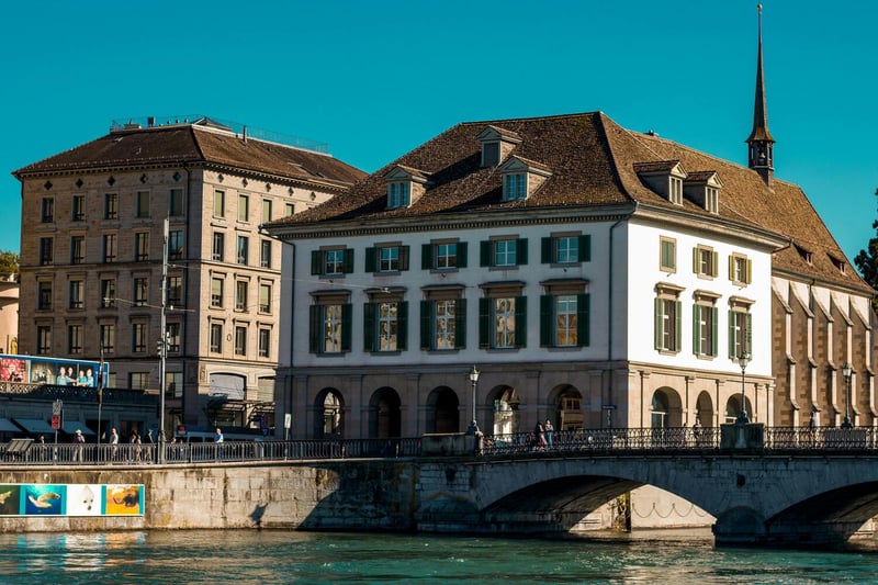 Zurich Paradeplatz financial district — Switzerland's treaty network, participation exemption, and political stability make it a premier jurisdiction for Swiss holding companies